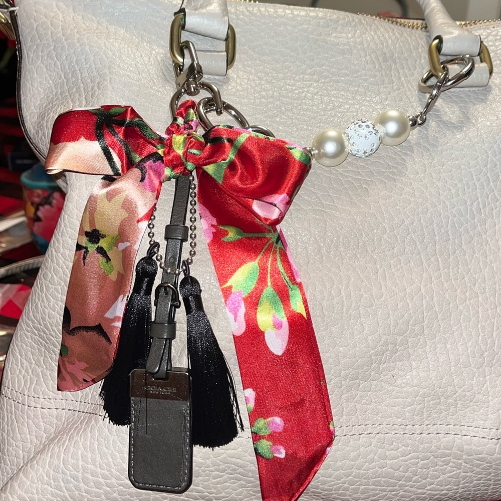 Coach Luggage Tag, Twilly & Pearl Purse Charm/Key Chain